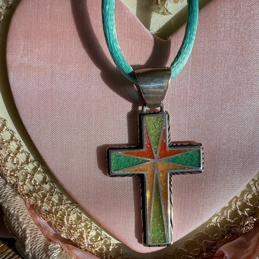 Carolyn Pollack Colorful Cross Pendant Necklace